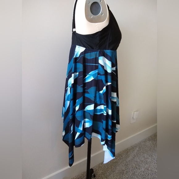 NWT 2 PC Elegant Black and Blue Women's Swimwear Dress Tankini With Bottoms XL - Picture 5 of 10